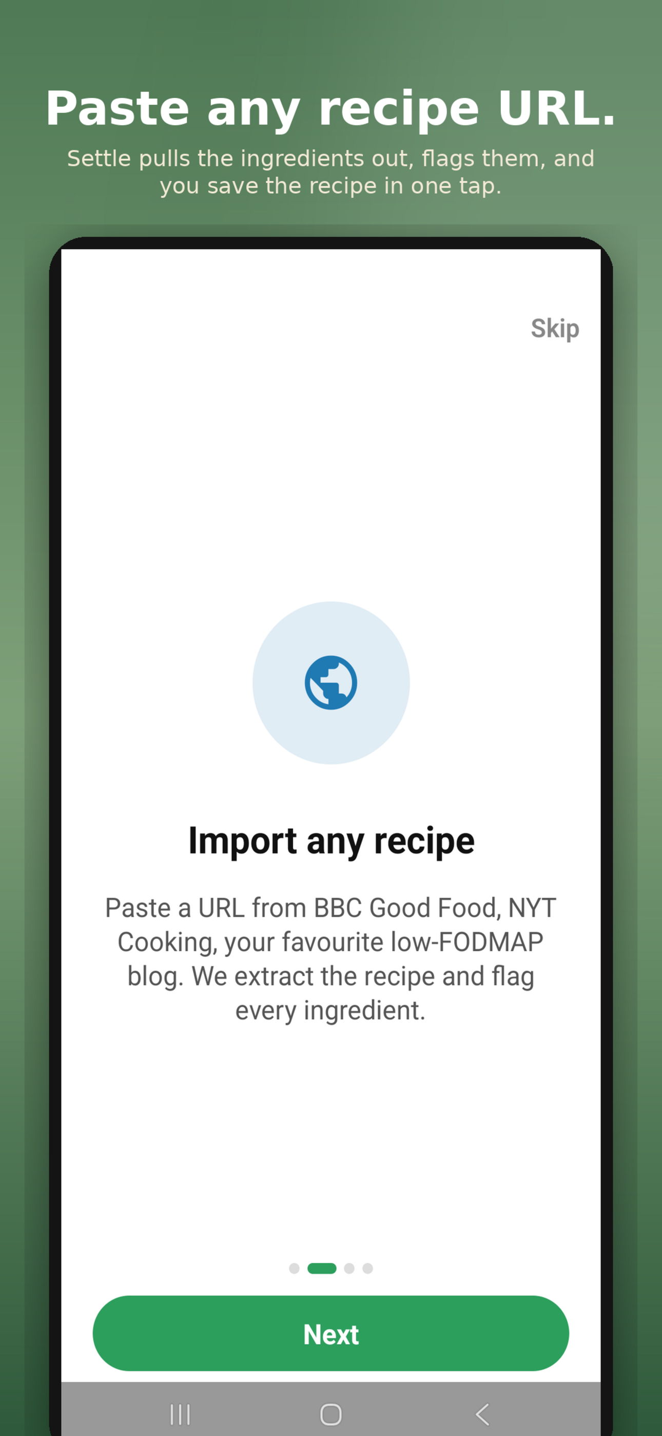 Onboarding: paste any recipe URL to auto-import