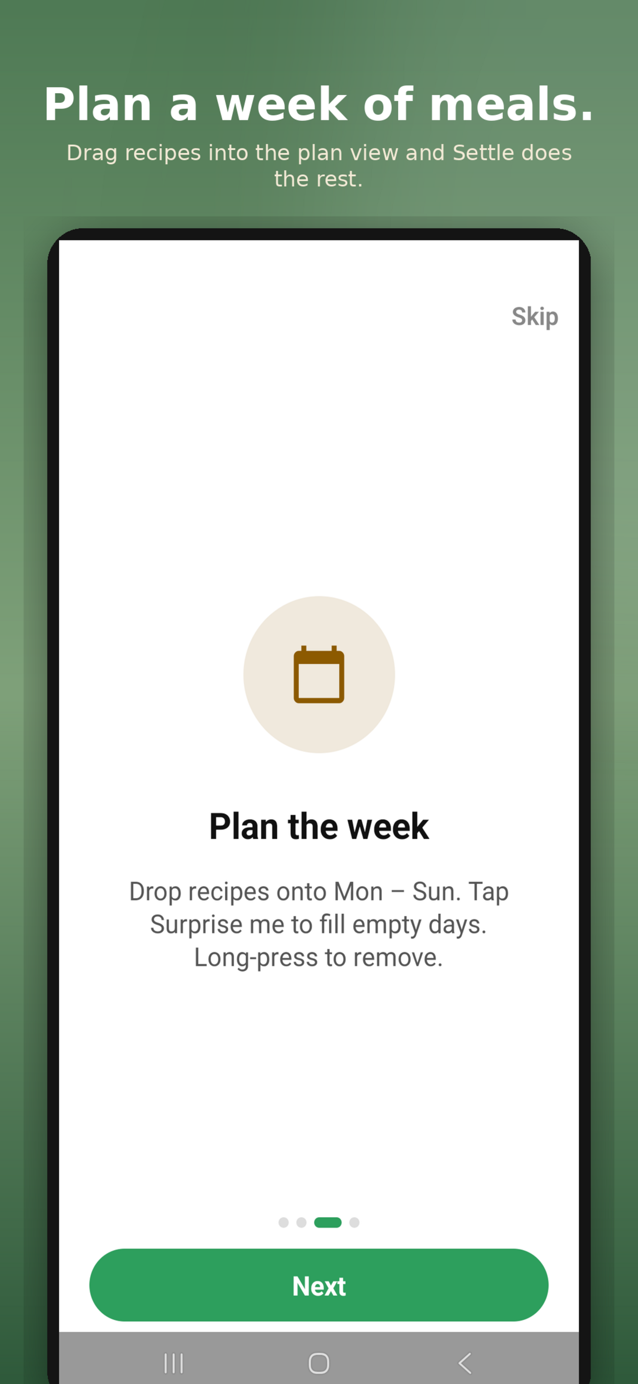 Onboarding: a weekly plan view