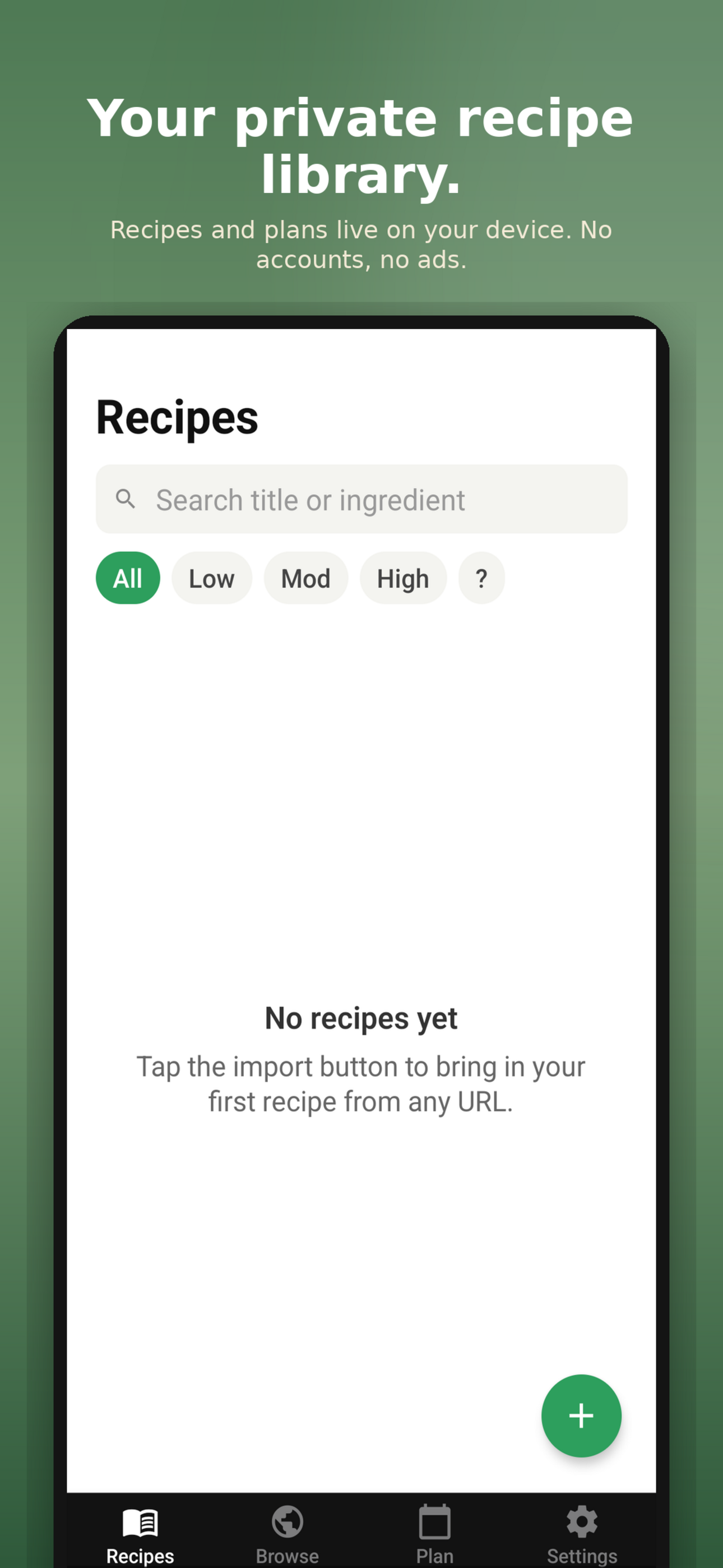 Home screen with weekly plan
